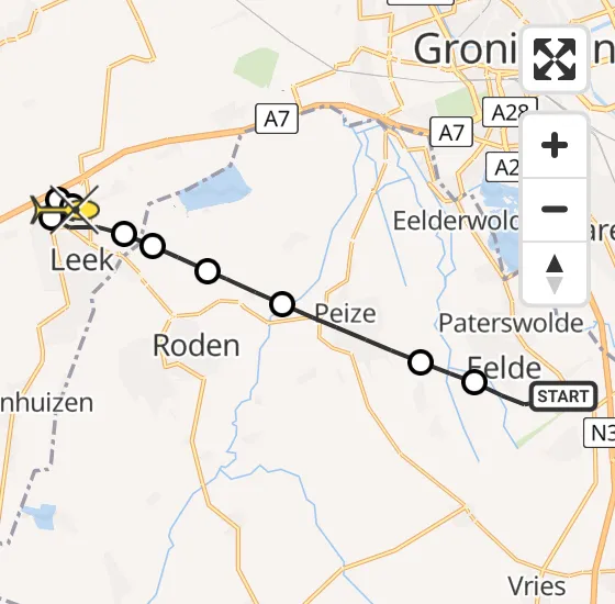 Vlucht Traumahelikopter PH-TTR van Groningen Airport Eelde naar Tolbert op zondag 15 december 2024 8:25