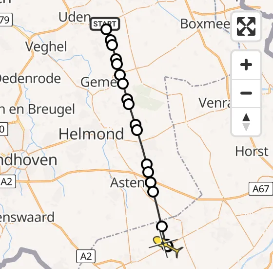 Vlucht Traumahelikopter PH-HVB van Vliegbasis Volkel naar Ospel op zondag 15 december 2024 10:03