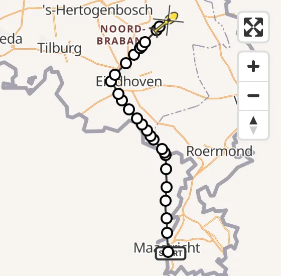 Vlucht Traumahelikopter PH-HVB van Maastricht UMC+ naar Volkel op zondag 15 december 2024 11:43