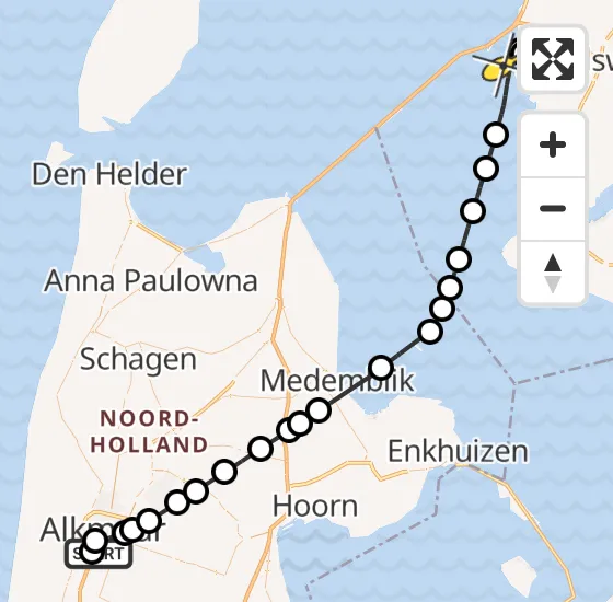 Vlucht Kustwachthelikopter PH-SAR van Alkmaar naar Makkum op zondag 15 december 2024 17:33