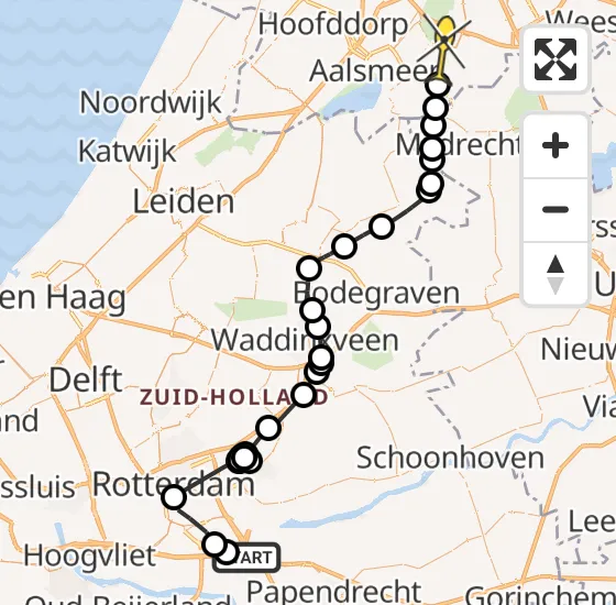 Vlucht Politiehelikopter PH-PXB van Ridderkerk naar Amstelveen op maandag 16 december 2024 10:16