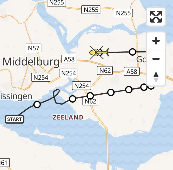 Vlucht Kustwachthelikopter PH-NCG van Vlissingen naar 's-Heer Arendskerke op maandag 16 december 2024 10:23