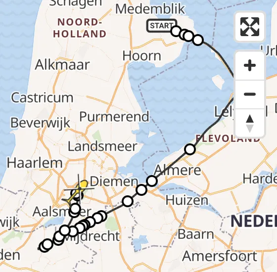 Vlucht Politiehelikopter PH-PXC van Wervershoof naar Schiphol op maandag 16 december 2024 10:52