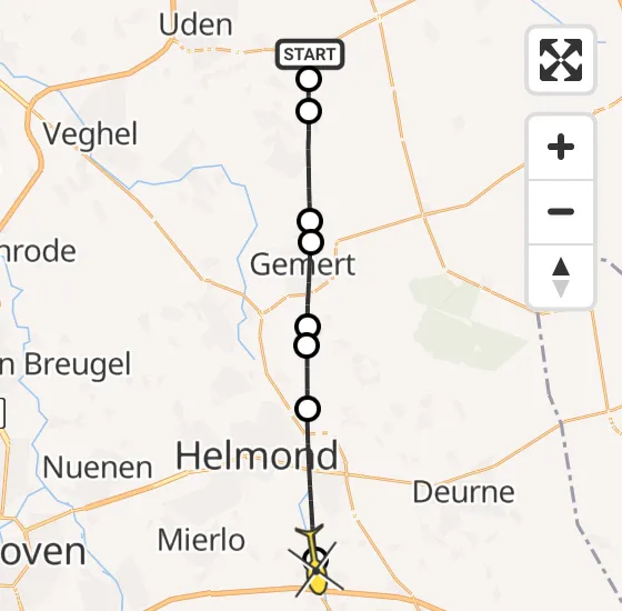 Vlucht Traumahelikopter PH-HVB van Vliegbasis Volkel naar Lierop op maandag 16 december 2024 12:05