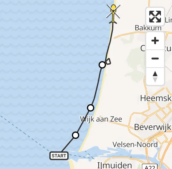 Vlucht Politiehelikopter PH-PXB van IJmuiden naar Egmond-Binnen op maandag 16 december 2024 13:12