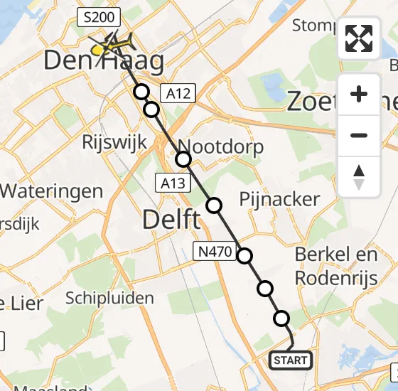 Vlucht Traumahelikopter PH-UMC van Rotterdam The Hague Airport naar Den Haag op maandag 16 december 2024 15:17