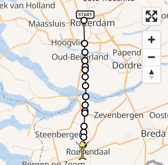 Vlucht Traumahelikopter PH-UMC van Rotterdam The Hague Airport naar Roosendaal op maandag 16 december 2024 16:29