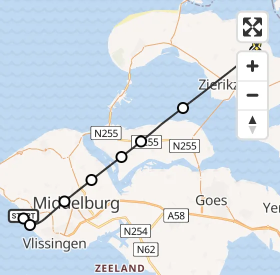 Vlucht Traumahelikopter PH-MAA van Biggekerke naar Dreischor op maandag 16 december 2024 17:49