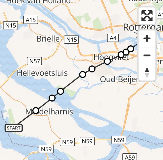 Vlucht Traumahelikopter PH-MAA van Dirksland naar Erasmus MC op maandag 16 december 2024 18:00