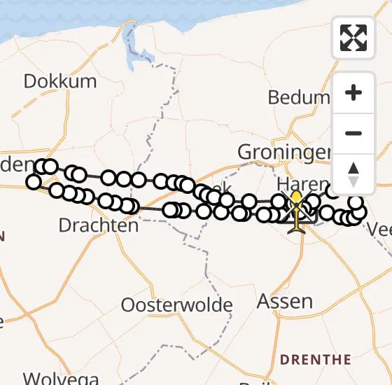 Vlucht Traumahelikopter PH-TTR van Groningen Airport Eelde naar Groningen Airport Eelde op maandag 16 december 2024 18:46