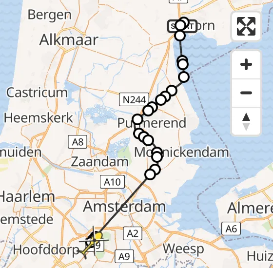 Vlucht Politiehelikopter PH-PXF van Hoorn naar Schiphol op maandag 16 december 2024 19:41