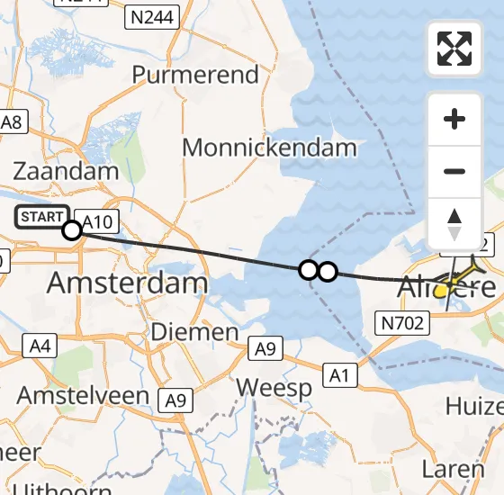 Vlucht Traumahelikopter PH-MAA van Amsterdam Heliport naar Almere op maandag 16 december 2024 19:53