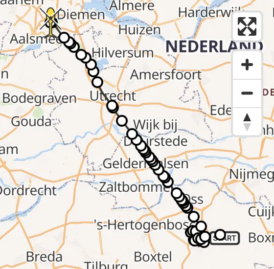 Vlucht Politiehelikopter PH-PXC van Vliegbasis Volkel naar Schiphol op maandag 16 december 2024 21:12