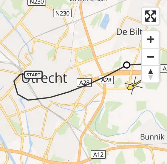 Vlucht Traumahelikopter PH-MAA van Utrecht naar Universitair Medisch Centrum Utrecht op maandag 16 december 2024 21:27