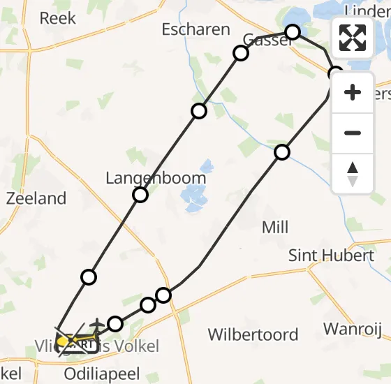 Vlucht Traumahelikopter PH-HVB van Vliegbasis Volkel naar Vliegbasis Volkel op dinsdag 17 december 2024 3:18