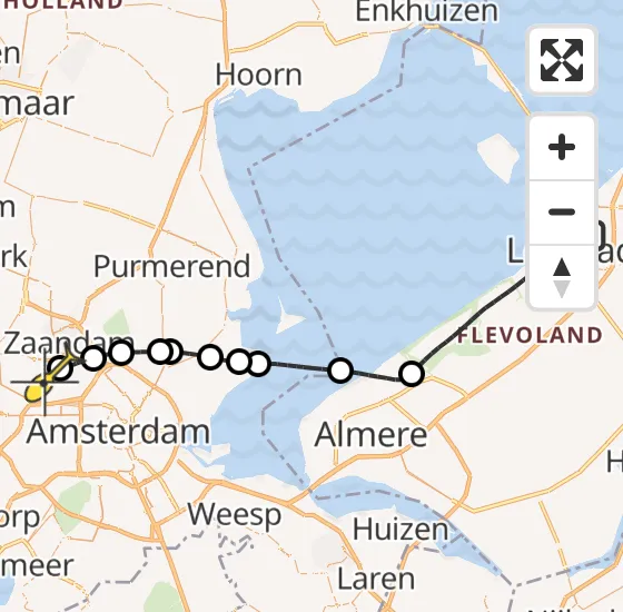 Vlucht Traumahelikopter PH-MAA van Lelystad naar Amsterdam Heliport op dinsdag 17 december 2024 6:37