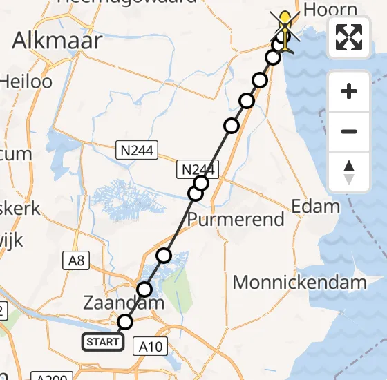 Vlucht Traumahelikopter PH-MAA van Amsterdam Heliport naar Hoorn op dinsdag 17 december 2024 9:01