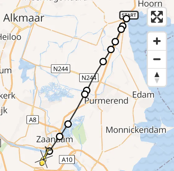 Vlucht Traumahelikopter PH-MAA van Hoorn naar Amsterdam Heliport op dinsdag 17 december 2024 9:50