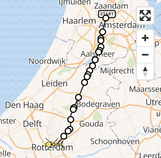 Vlucht Traumahelikopter PH-MAA van Amsterdam Heliport naar Rotterdam op dinsdag 17 december 2024 11:54