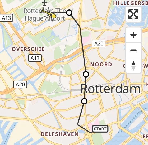 Vlucht Traumahelikopter PH-UMC van Erasmus MC naar Rotterdam The Hague Airport op dinsdag 17 december 2024 13:21