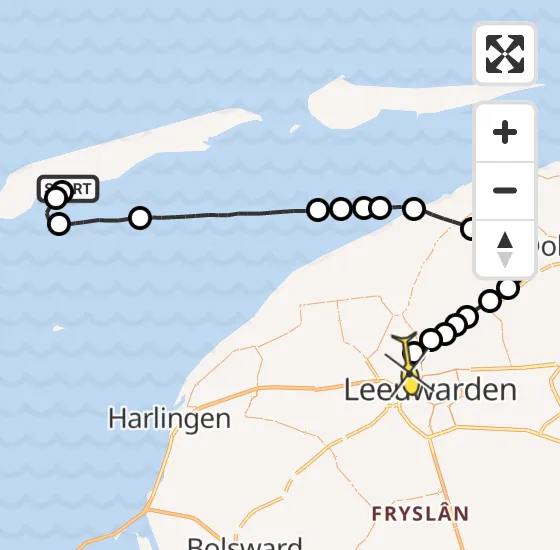 Vlucht Ambulancehelikopter PH-HOW van Hee naar Vliegbasis Leeuwarden op dinsdag 17 december 2024 17:46