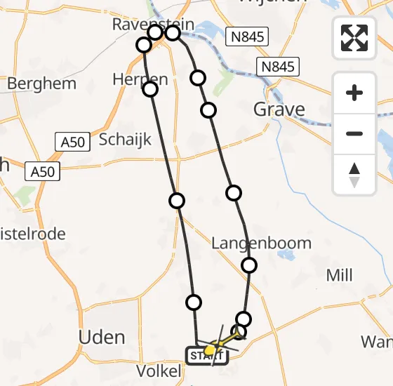 Vlucht Traumahelikopter PH-HVB van Vliegbasis Volkel naar Vliegbasis Volkel op dinsdag 17 december 2024 18:35