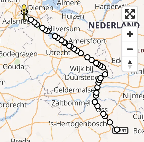 Vlucht Politiehelikopter PH-PXD van Vliegbasis Volkel naar Schiphol op dinsdag 17 december 2024 19:25