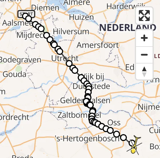 Vlucht Politiehelikopter PH-PXC van Schiphol naar Vliegbasis Volkel op dinsdag 17 december 2024 21:33