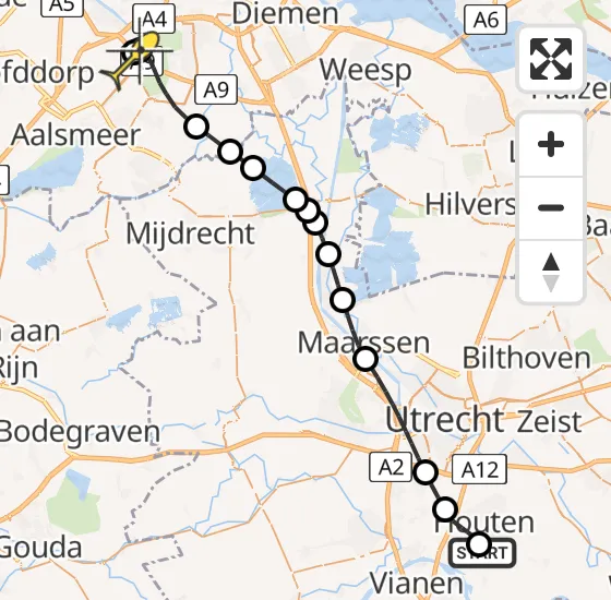 Vlucht Politiehelikopter PH-PXF van Schalkwijk naar Schiphol op woensdag 18 december 2024 7:22