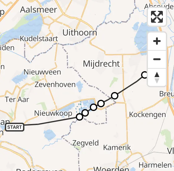 Vlucht Politiehelikopter PH-PXB van Aarlanderveen naar Vinkeveen op woensdag 18 december 2024 9:33