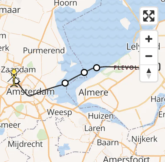 Vlucht Traumahelikopter PH-LLN van Lelystad Airport naar Amsterdam Heliport op woensdag 18 december 2024 9:49