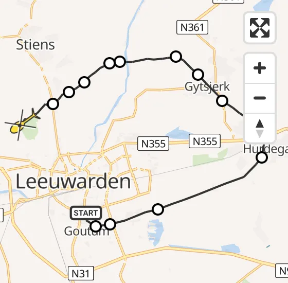 Vlucht Ambulancehelikopter PH-HOW van Leeuwarden naar Vliegbasis Leeuwarden op woensdag 18 december 2024 10:53