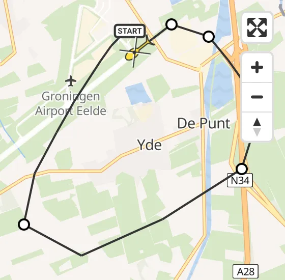 Vlucht Traumahelikopter PH-TTR van Groningen Airport Eelde naar Groningen Airport Eelde op woensdag 18 december 2024 12:17