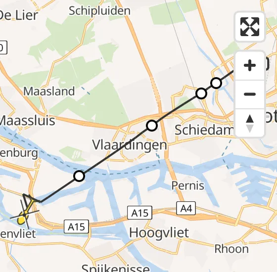 Vlucht Traumahelikopter PH-UMC van Rotterdam The Hague Airport naar Botlek op woensdag 18 december 2024 12:29