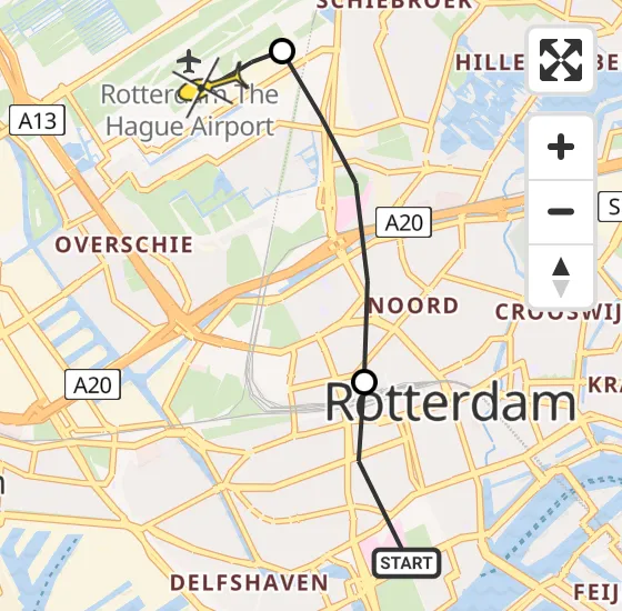 Vlucht Traumahelikopter PH-UMC van Erasmus MC naar Rotterdam The Hague Airport op woensdag 18 december 2024 13:45