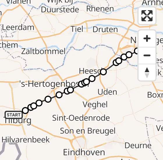 Vlucht Traumahelikopter PH-HVB van Tilburg naar Radboud Universitair Medisch Centrum op woensdag 18 december 2024 14:29