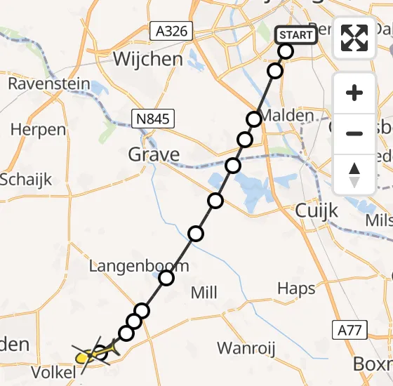 Vlucht Traumahelikopter PH-HVB van Radboud Universitair Medisch Centrum naar Vliegbasis Volkel op woensdag 18 december 2024 15:15