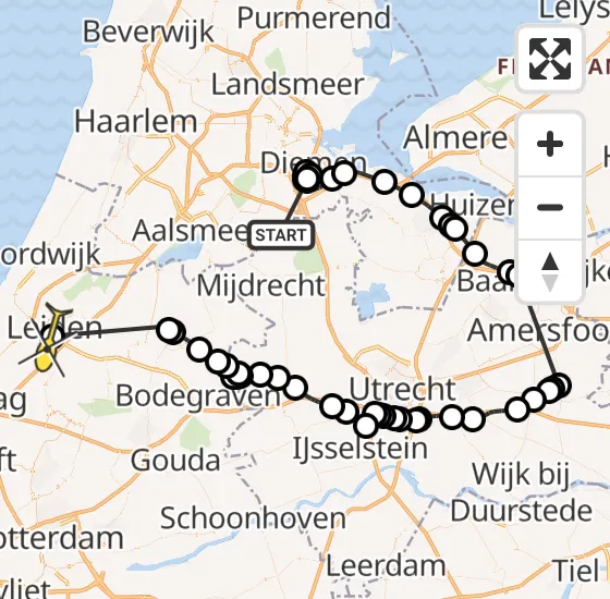 Vlucht Politiehelikopter PH-PXB van Ouderkerk aan de Amstel naar Leiden op woensdag 18 december 2024 15:41