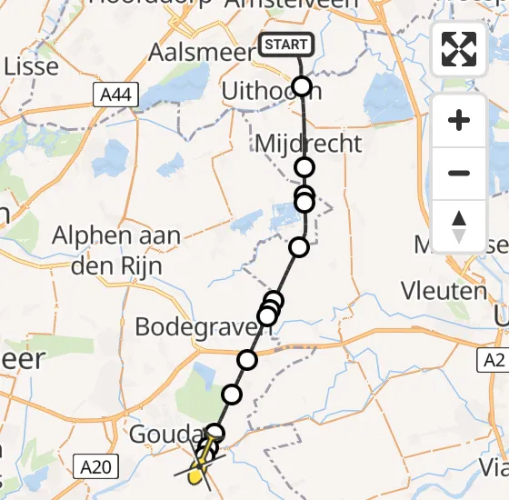 Vlucht Politiehelikopter PH-PXA van Amstelveen naar Haastrecht op woensdag 18 december 2024 15:42