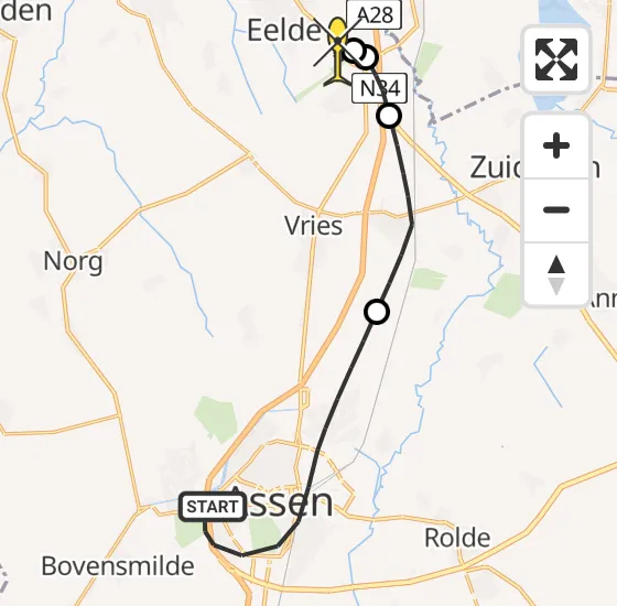 Vlucht Traumahelikopter PH-TTR van Assen naar Groningen Airport Eelde op woensdag 18 december 2024 16:03