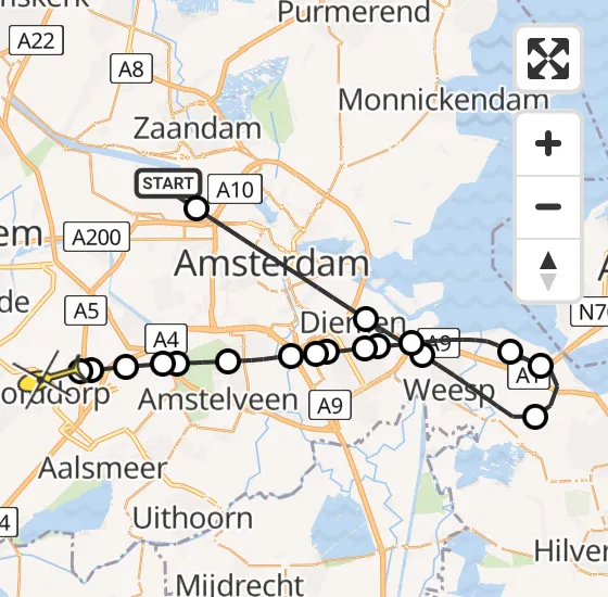 Vlucht Traumahelikopter PH-LLN van Amsterdam Heliport naar Hoofddorp op woensdag 18 december 2024 17:26