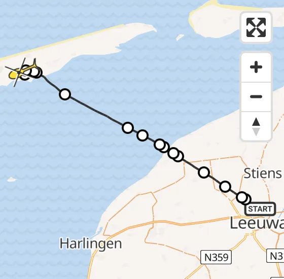 Vlucht Ambulancehelikopter PH-HOW van Vliegbasis Leeuwarden naar Midsland op woensdag 18 december 2024 17:43