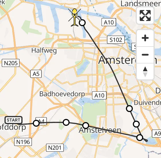 Vlucht Traumahelikopter PH-LLN van Hoofddorp naar Amsterdam Heliport op woensdag 18 december 2024 18:22