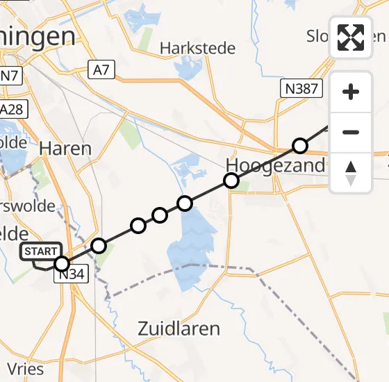 Vlucht Traumahelikopter PH-TTR van Groningen Airport Eelde naar Sappemeer op woensdag 18 december 2024 20:07