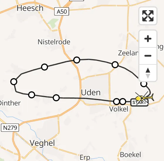 Vlucht Traumahelikopter PH-HVB van Vliegbasis Volkel naar Vliegbasis Volkel op woensdag 18 december 2024 21:32