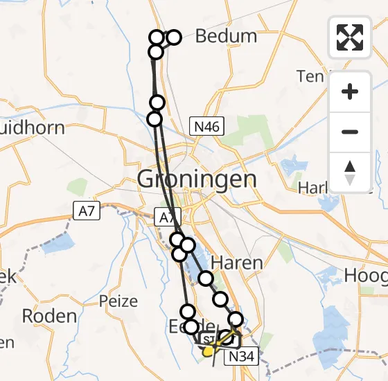 Vlucht Traumahelikopter PH-TTR van Groningen Airport Eelde naar Groningen Airport Eelde op donderdag 19 december 2024 6:07