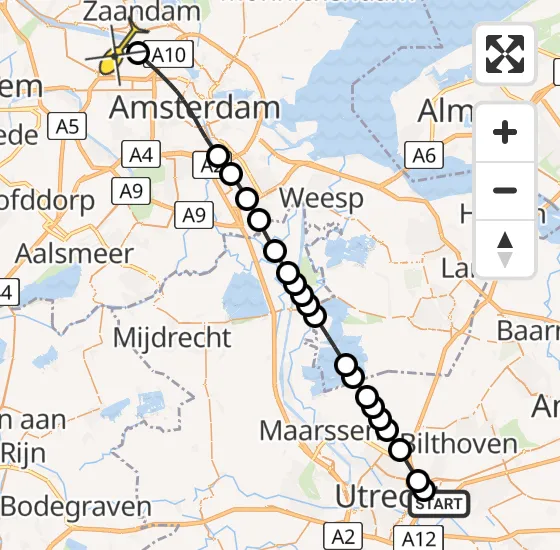 Vlucht Traumahelikopter PH-LLN van Universitair Medisch Centrum Utrecht naar Amsterdam Heliport op donderdag 19 december 2024 7:11