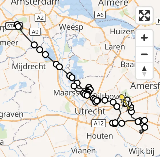 Vlucht Politiehelikopter PH-PXD van Schiphol naar Huis ter Heide op donderdag 19 december 2024 10:30