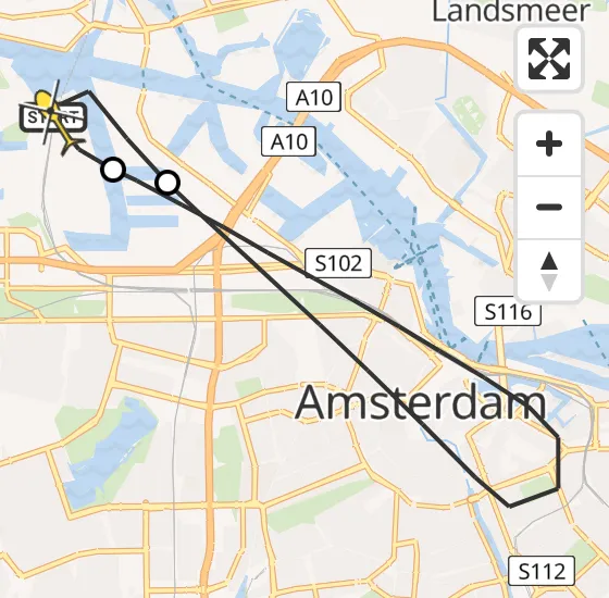 Vlucht Traumahelikopter PH-LLN van Amsterdam Heliport naar Amsterdam Heliport op donderdag 19 december 2024 10:31