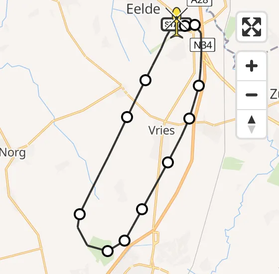 Vlucht Traumahelikopter PH-TTR van Groningen Airport Eelde naar Groningen Airport Eelde op donderdag 19 december 2024 12:09